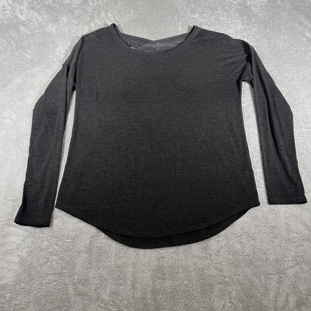 Athleta Cya Cross-Back Tee Womens Small Charcoal‎ Gray Long Sleeve Stretch Top